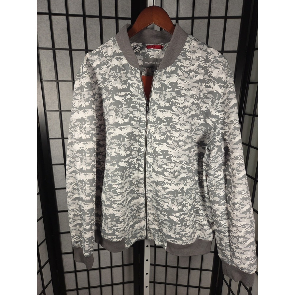 Michael Kors Digital Camo Bomber Jacket XXL‎ Men Gray Full Zip
